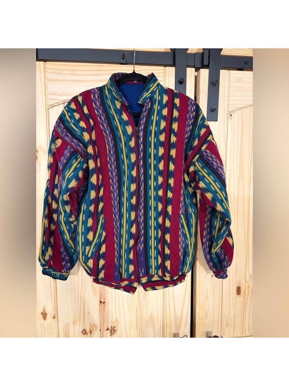 Vintage Guatemala 90s Colorful Tapestry Art To Wear Artisan Bomber Jacket Coat